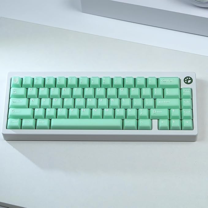 Sumgsn 114 Keys Translucent Keycaps Cherry Profile PBT Doubleshot Green Keycaps Set Fit for 60% 65% 75% Cherry Mx Switches Mechanical Keyboards