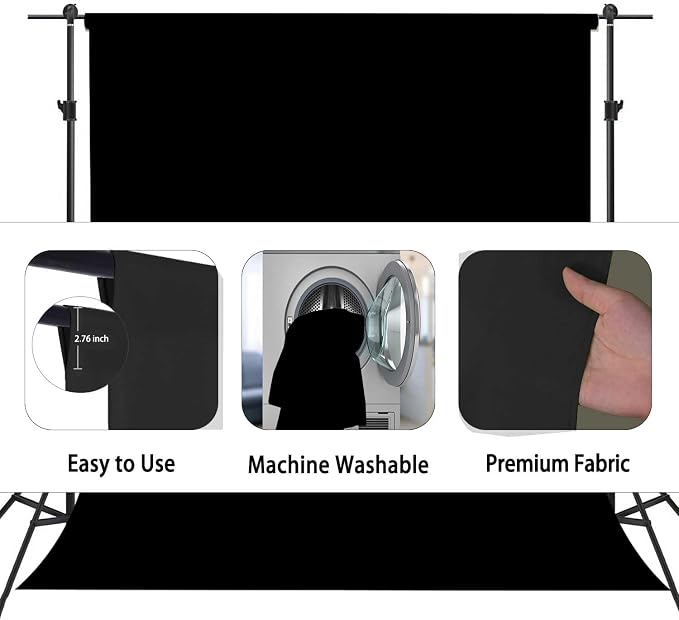 Black Photo Backdrop for Photoshoot,Photo Backdrop Curtain,Perfect Black Backdrops for Party Portrait Photoshoots Video Studio 5x7ft