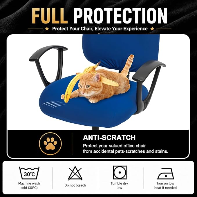 DIVA EN CAMINO DEC Super Stretchable Desk Office Chair Seat Covers - Universal Spandex Computer Chair Slipcover - 180GSM Washable Rotating Backrest Coverings & Cushion Protectors for Dogs, Cats, Pets