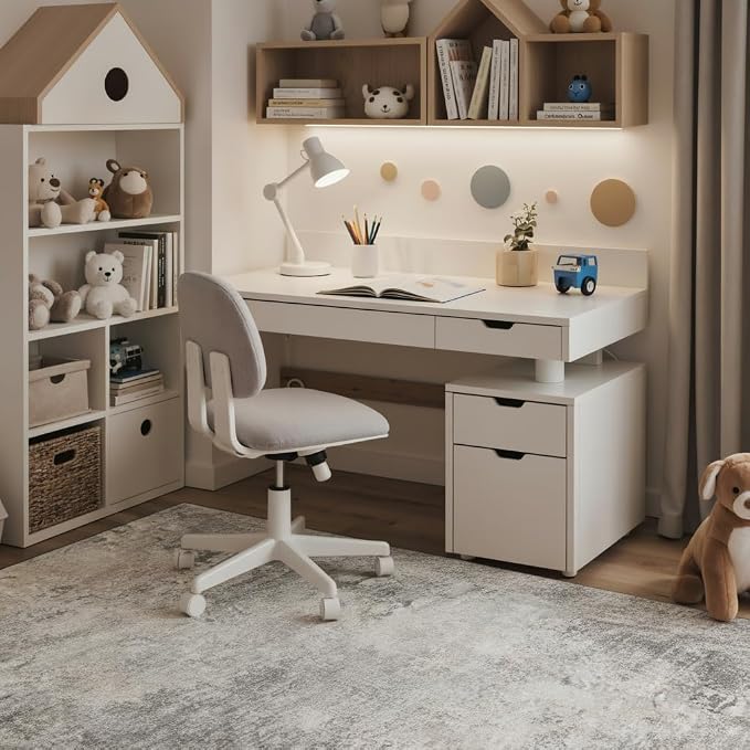 36"x60" Office Chair Mat for Hardwood Tile Floor, Under Desk Carpet Protector for Rolling Computer Chair Mat, Machine Washable Area Rug, Anti-Slip 1/5" Thick Low Pile Thin Vinyl Floor Mat, Mist Grey