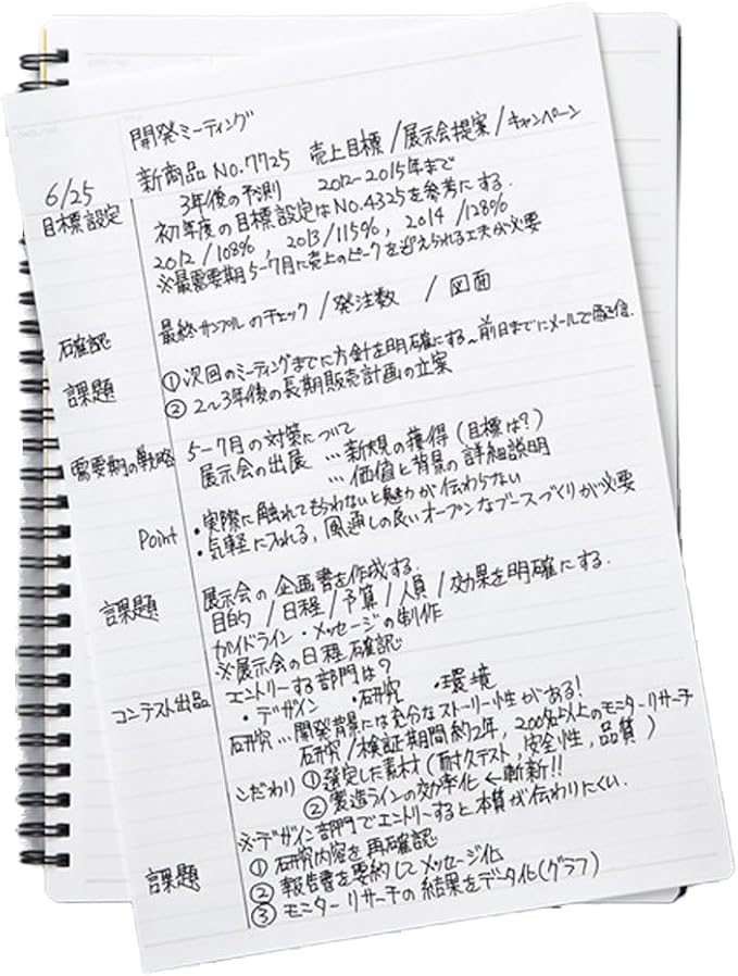 Maruman Mnemosyne Lined Notebook- A4, 11.69" x 9.25", 70 Sheets / 140 Pages, 7mm College Ruled Journal, Perforated Pages & Wire-Bound to Lay Flat, Black, Made in Japan