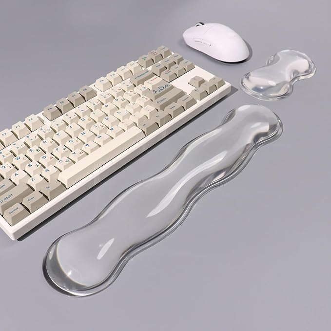 Sumgsn Silicone Gel Keyboard & Mouse Wrist Rest Set, White Cool Soft Ergonomic Wrist Rest, Relax Your Wrist, for Laptop Computer Office & Home