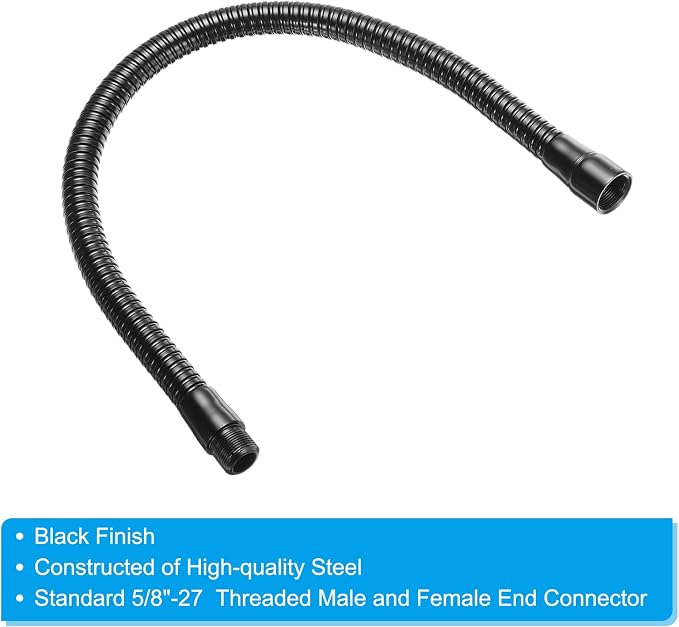 PATIKIL 18" Microphone Gooseneck, 1Pcs 5/8"-27 Thread Metal Universal Hose Flexible Arm Gooseneck Tube Extension for Multifunction DIY, Black