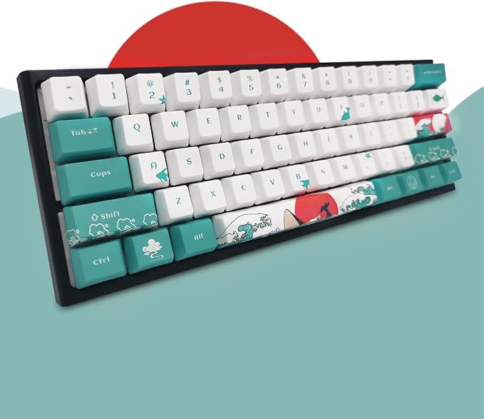 SDYZ Custom Keycaps-Keycaps 60 Percent, Suitable for GK61/GK64/RK61/Anne/GH60 /ALT61 Mechanical Keyboards, 71 Key Set, OEM Profile PBT Key caps (Coral Sea)