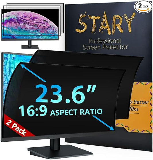 STARY [2 Pack 23.6 Inch Computer Privacy Screen for 16:9 Aspect Ratio Widescreen Monitor, Eye Protection, Anti Glare, Blue Light, Removable Computer Monitor Privacy Filter, Anti-Scratch Protector
