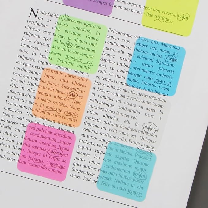 160 Sheets Transparent Sticky Notes - Colored, Clear, Waterproof Notepad - Adhesive Memo Pads for Annotating Books & School Supplies