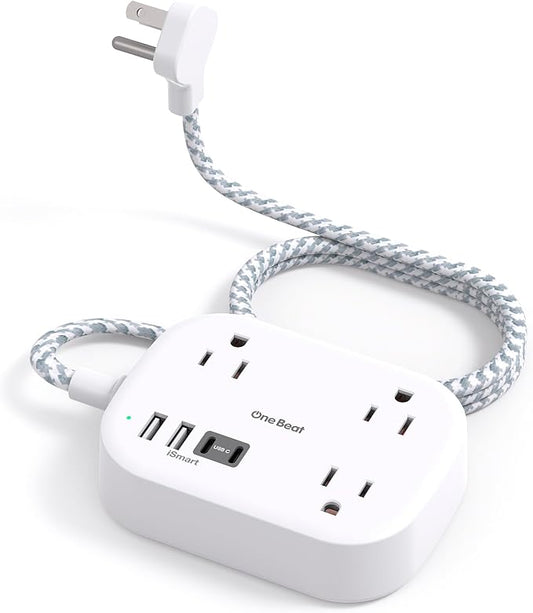 Cruise Essentials 2026,Travel Power Strip with USB C,Flat Plug Extension Cord 1 ft with 3 Outlets 4 USB Ports(2 USB C), Desk Wall Outlet Extender,Non Surge Protector for Cruise,Dorm Room,ETL