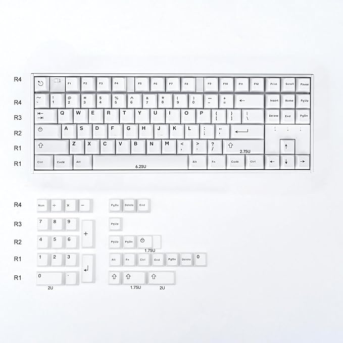 White Keycaps Set Cherry Profile Doubleshot Bow Keycaps 120 Keys Custom Keyboard Keycap for 60% 65% 70% 75% Cherry MX Gateron Kailh Switches Mechanical Keyboard
