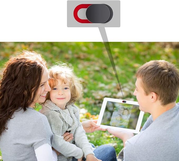 Camera Cover, Webcam Cover Slide, Ultra-Thin, Red, Compatible with Laptop, Tablet, Cellphone, Desktop, Camera (3-Pack)