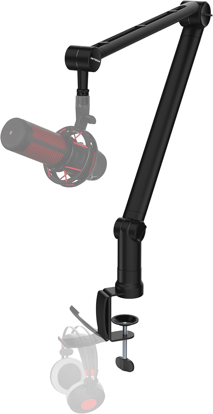 IXTECH Microphone Boom Arm with Desk Mount, 360° Rotatable, Adjustable and Foldable Scissor Mounting for Podcast, Video Gaming, Radio and Studio Audio, Sturdy and Universal - Elegance Model