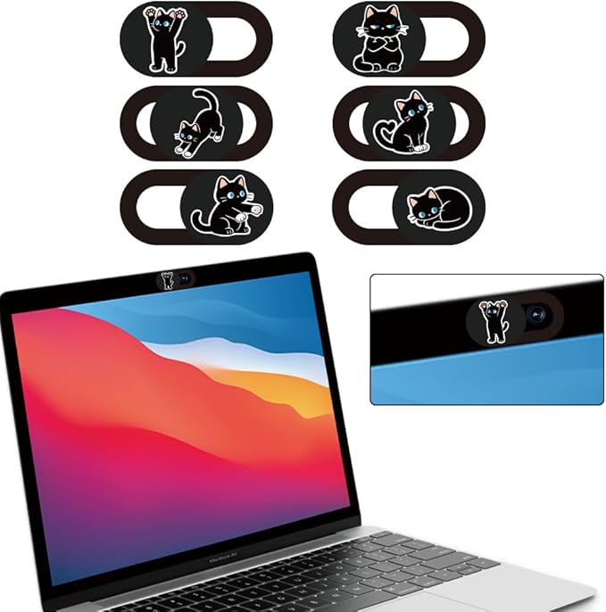 6Pcs 6 Styles Cat Camera Cover Slide Cute Privacy Guard Accessories, 0.04 Inch Ultra Thin Webcam Cover Protector Blocker for Laptop Desktop Computer Tablet Notebook Mini PC Home Office Use