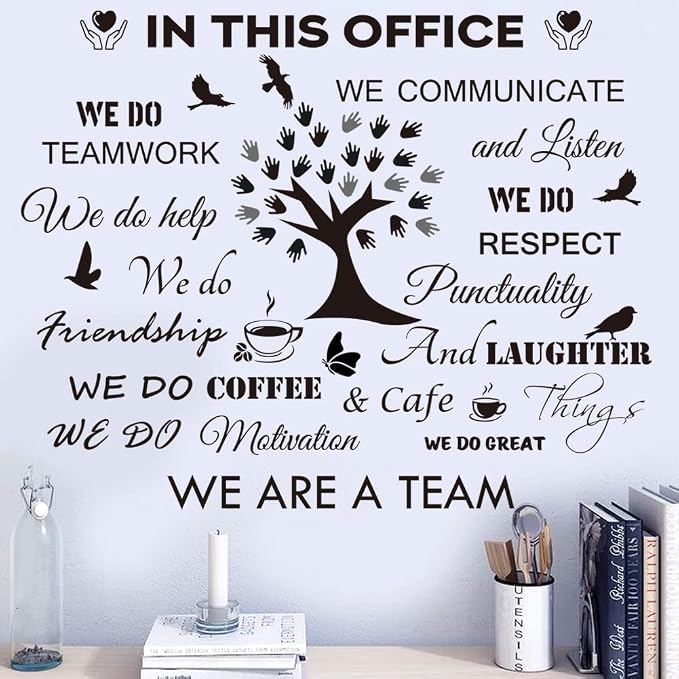 Office Inspirational Quotes Wall Decals - Motivational Teamwork Stickers, Positive Lettering Spiritual Words, Company Art 'We Are A Team' Decoration