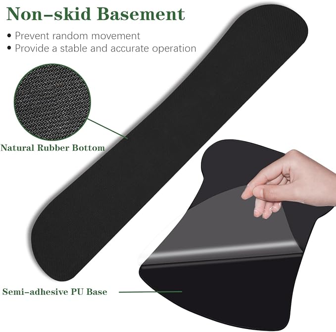 Ergonomic Keyboard Wrist Rest Memory Foam and Soft Gel Mouse Pad | Smooth Surface, Anti-Slip Base, Easy Typing and Pain Relief for Gaming, Office, Laptop, Green