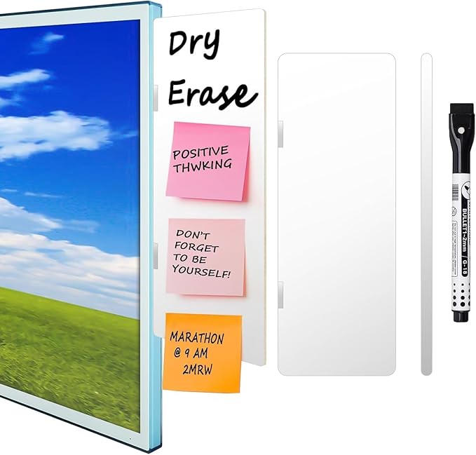 1 pc Dry Erase Monitor Memo Board, Magnetic Dry Erase Multifunction Whiteboard Monitor Side Panel, Desktop Memo Board with a Pen (1)