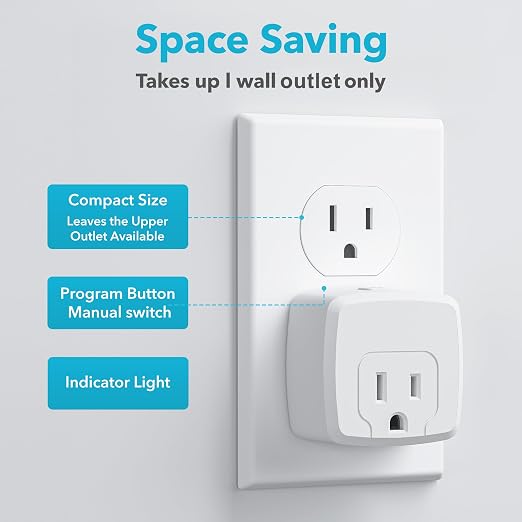 HBN Remote Control Outlet with 100FT RF Signal, Wireless On Off Switch Plug for Household Appliances, Battery Included, 15A/1875W(5 Outlets + 2 Remotes)