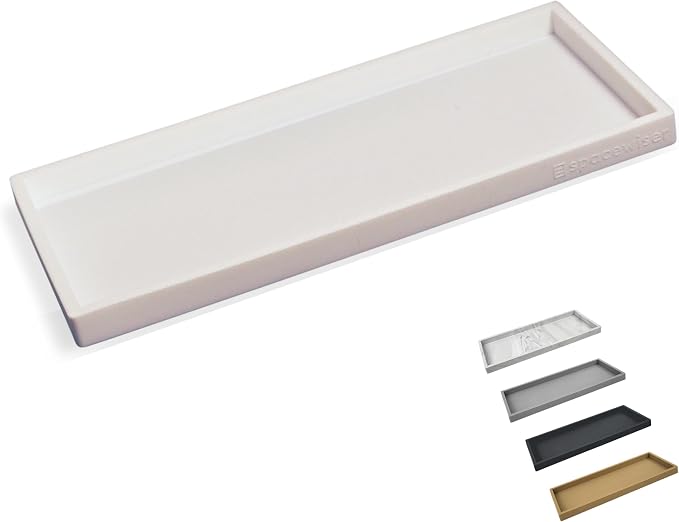 Silicone Countertop & Vanity Tray – 11.7” Bathroom Counter Tray | Bathroom Tray, Bathroom Tray Countertop, Tray for Bathroom Counter, Silicone Kitchen Tray for Counter & Countertop Organizer