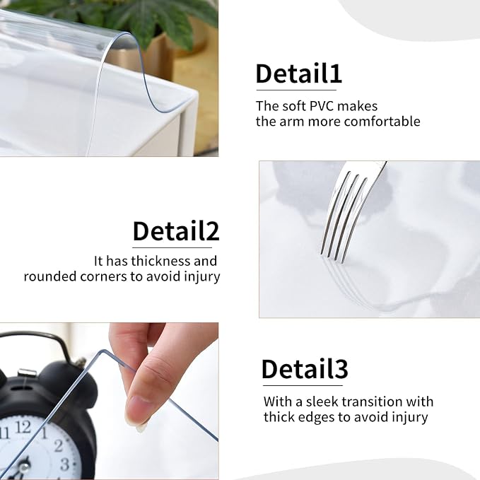 Clear Desk Mat, Non-Slip PVC Desk Protector Mat (27.6''*15.7'') | Desk Mat with Round Edge, Heat Resistant & Waterproof Clear Desk Writing Mat for Home and Office