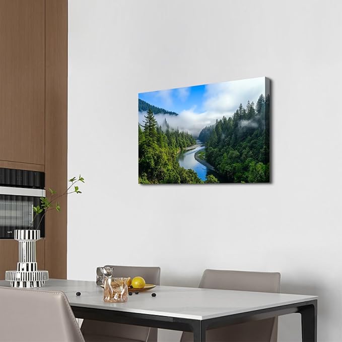 Nature Mountain Landscape Wall Art USA California National Parks Photography Wall Decor Yosemite Valley Green Forest Canvas Painting Contemporary Framed Posters Artwork Office Home Decorations 16x24"