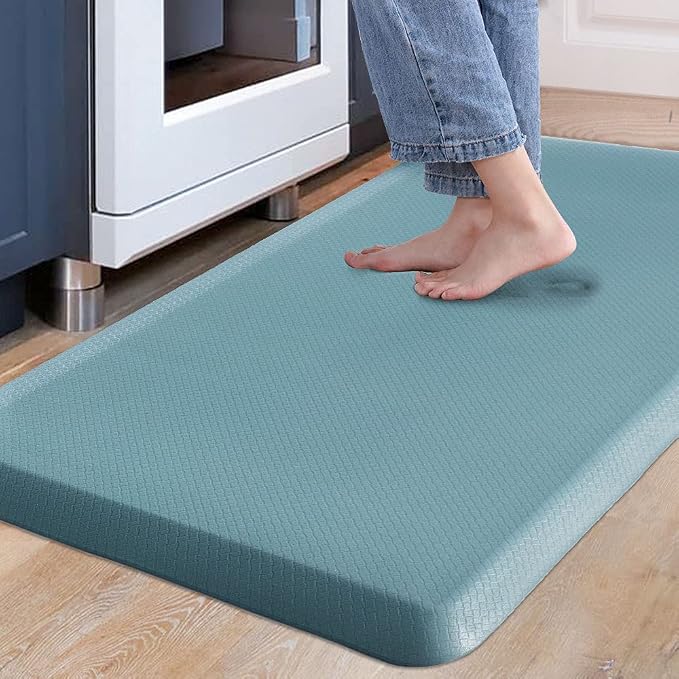 Carvapet 17x39 Anti Fatigue Mat Waterproof Ergonomic Standing Desk Rug Teal | High density foam 17x39 standing mat under $30 perfect for kitchen comfort office desk or laundry room use waterproof