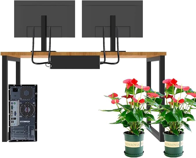 Under Desk 17 inch Wide Cable Management Tray | Steel Power Strip Holder, Cord Organizer, Wire Management Tamers for Office and Home, Black (UDCMT17In, Black)
