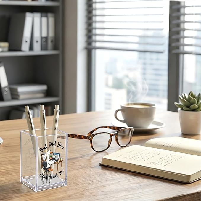 But Did You Document It Acrylic Organizer Pencil Pen Holder, Cute Goose Worker Office Desk Organizer, HR Work Desk Decor Pen Holder, Humor Office Gifts for Coworker Boss Employee Colleague