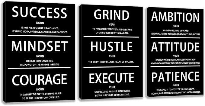 Motivational Wall Decor Paintings Inspirational Office Wall Decor Posters Prints 3 Pieces Bedroom Decor Living Room Office Canvas Picture Wall Painting Home Decoration Framed Artwork (36''W x 16''H)
