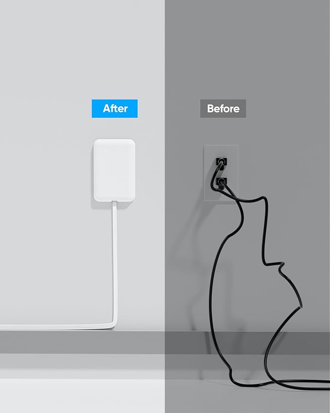 Olcorife Flat Extension Cord with Outlet Cover, Flat Plug Power Strip with 8 Outlets and 4 USB Ports, 5 FT Cord Hidden Outlet Extender for Tight Spaces