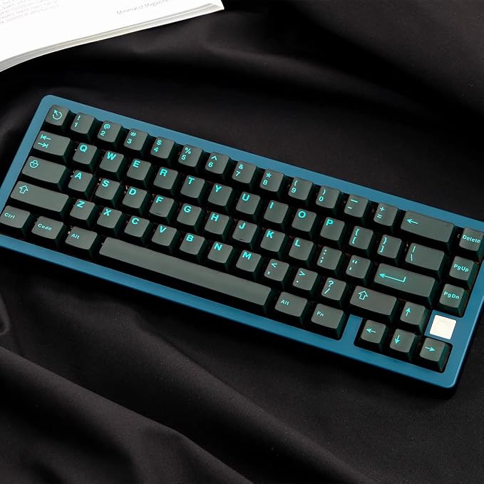 Sumgsn 114 Keys Translucent Keycaps Cherry Profile Doubleshot Cyan Keycap Set Fit for 60% 65% 75% Cherry Mx Switches Mechanical Keyboards