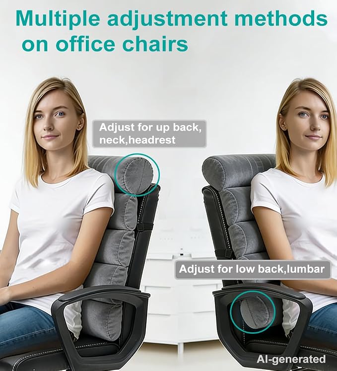 Lumbar Support Pillow for Office Chair,Computer/Desk Chair/Couch,Sitting on Bed,Back Support Adjustable for Chair,Patented 6-fold semicircular Back Cushion (Short Velvet Cover)