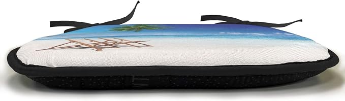 Lunarable Coastal Chair Cushion Pads Set of 2, Havana Paradise Beach Exotic Travel Locations in The Morning Tropical Climate, Anti-Slip Seat Padding for Kitchen & Patio, 16"x16", Blue Brown White