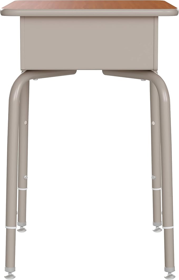 Flash Furniture Billie Student Desk - Walnut Open Front School Desk - Silver Metal Frame - 24"W x 18"D Adjustable Height, Durable for School or Remote Learning