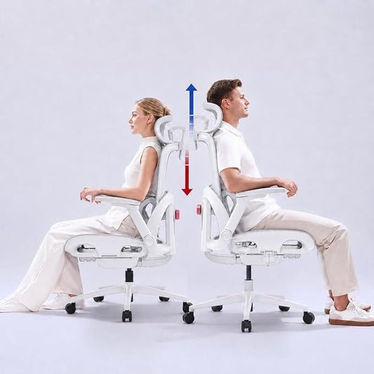 SIHOO B300 PRO Comfy Ergonomic Office Chair Without FOOTREST, Mesh Computer Chair with 360° FILP-up 6D Armrests, 135° Reclining, Breathable Desk Chair for Home Office, Holds 300 LBS-White