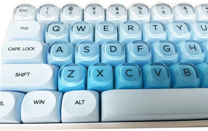 Fogruaden PBT Blue Keycaps Set, HOA Profile Cute Custom Keycaps, Compatible with Cherry MX Switch 60% 65% 75% Mechanical Keyboards