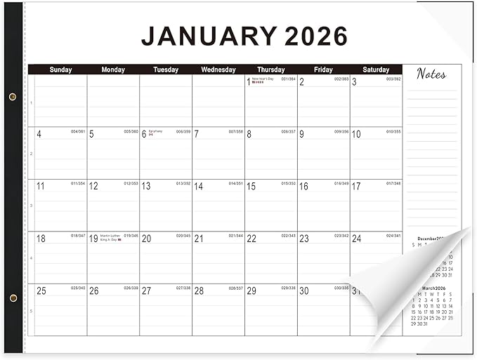 2026 Desk Calendar Large 22x17 – Desk Top Calendar 2026 with plastic cover
