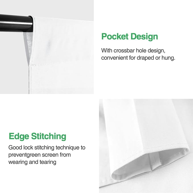 White Backdrop for Photoshoot 10x12ft (WxH), White Backdrop Curtain Backdrop for Photography Polyester Collapsible Background Screen for Portrait, Product Video, Pet, Photo Studio