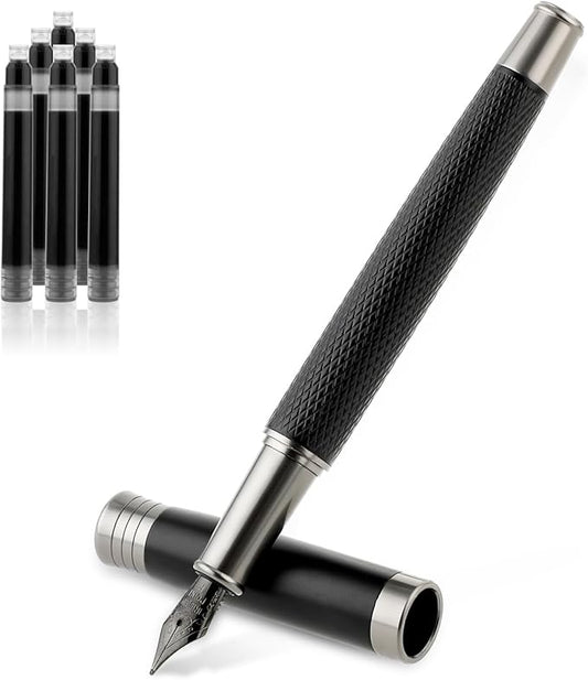 Fountain Pen Set, Smooth Writing Pen with 6PCS 2.6mm Ink Boxs and 0.5mm Fine Point Matte Pens for Executive Calligraphy Office Business Journaling Gift