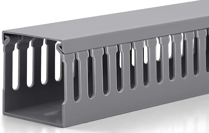 2" H x 2" W Cable Raceway, 132in Under Desk Wire Management Channel, Grey | Slotted Wire Duct, 8Pack, 16.5in Each, Heavy-Duty PVC Cable Management for Server Racks, Network Cables & Electrical Cabinets