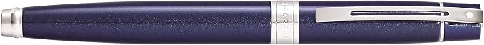Sheaffer 300 Glossy Blue Lacquer Fountain Pen with Chrome-Plated Trim and Fine Nib