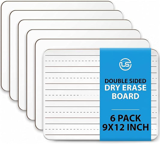 Small White Dry Erase Board for Kids 6pk. Double Sided Lapboard Mini Ideal Dry Erase Board Perfect for Homeschool Supplies, Office, Classroom
