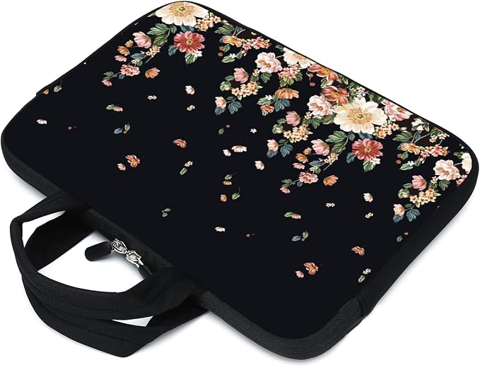 15.6" Laptop Sleeve 14" 15" 15.4" Chromebook Case Ultrabook Case Notebook Sleeves PC Messenger Bag (Flowers)