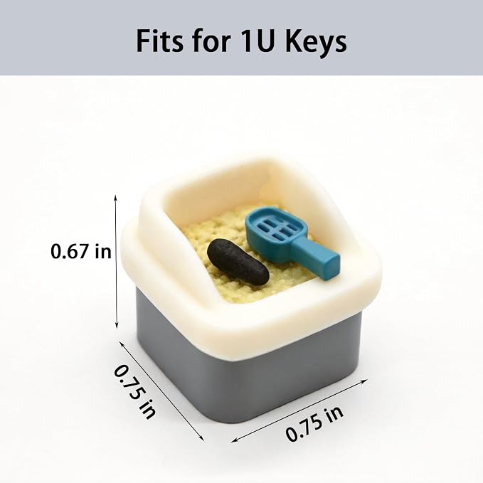 Artisan Keycaps, Cute Cat Custom Cover Caps for MX Mechanical Keyboard, Resin Handmade 1U Replacement for Esc Del Arrow Key (Litter Box)