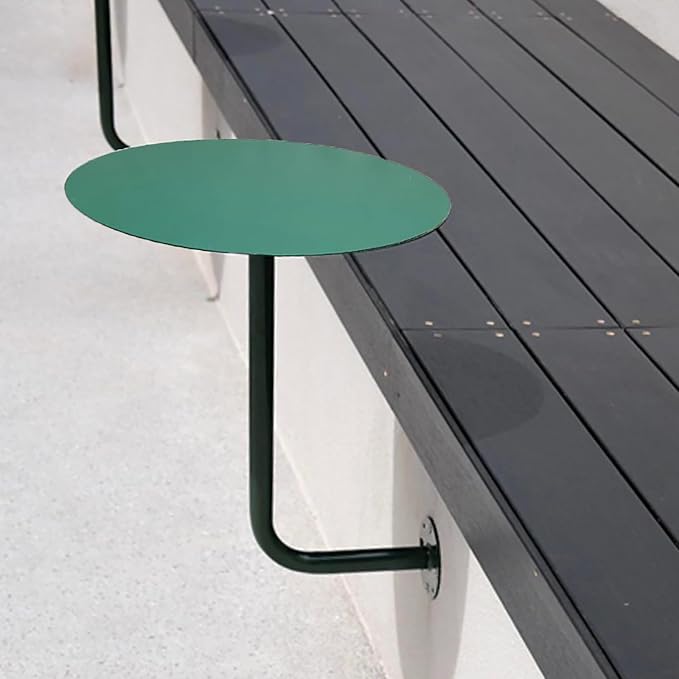 Wall-Mounted Small Round Table for Cafe, Dessert Shop & Home - 3.0MM Thick Iron Metal Anti-Deformation, Space-Saving(Yellow,35x45x20cm)