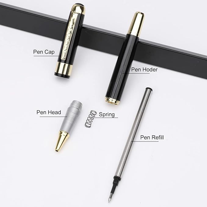 YIVONKA Ballpoint Pen Luxury Ballpoint Line Black Refill width 0.5mm Gift Set for Men & Women Professional Executive,Office,Nice BallPens Classy Gift Box (Black)
