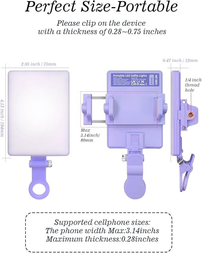 60 LED Portable Selfie Light Video Conference Lighting with Clip & Camera Tripod Adapter Rechargeable 2000mAh CRI 97+, 3 Light Modes for Phone iPhone Webcam Laptop Photo Makeup (Dreamy Blue)