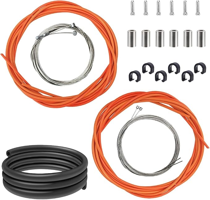 Bicycle Shifter Derailleur Cable Brake Cable Housing Cable Routing Damping Foam Sleeve Cable Tips Caps End Crimp Cable Guide Clip C-Clips Clamps Kit for Mountain Road Bicycle MTB