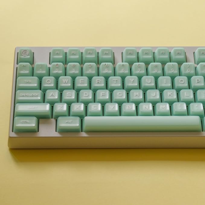 ULTRAEQUIP Jade Keycaps, 160 Keys Double Shot, PBT RSA Profile, Translucent Shine Through Custom Keycap Set with Split/ 7U Spacebar for Alice ISO ANSI/ 61/64/84/87/100/104/108 Mechanical Keyboard