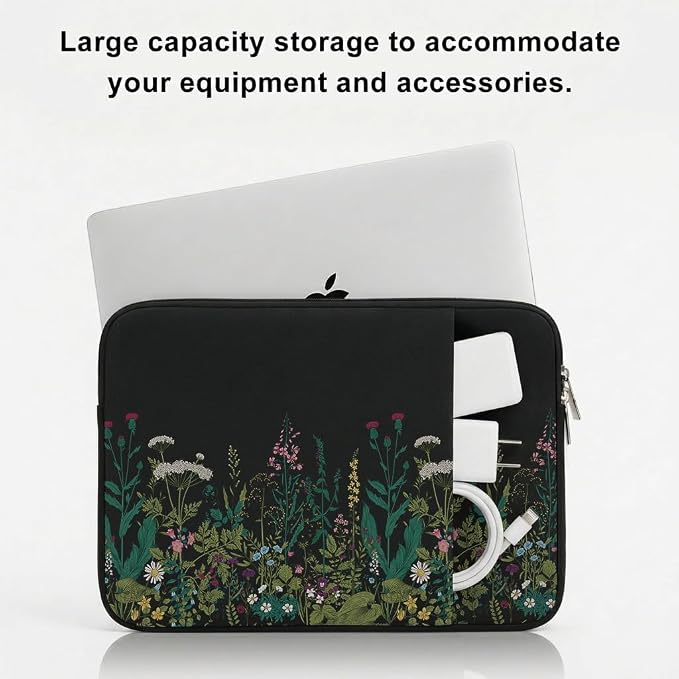 Laptop Sleeve Case for MacBook Neo/Air/Pro 13 inches A18/M5/M4/M3/M2/M1 Chip 2026-2020 A3404 A3449 A3240 with 2 Pockets Tablet Bag Accessories (Green Grass)