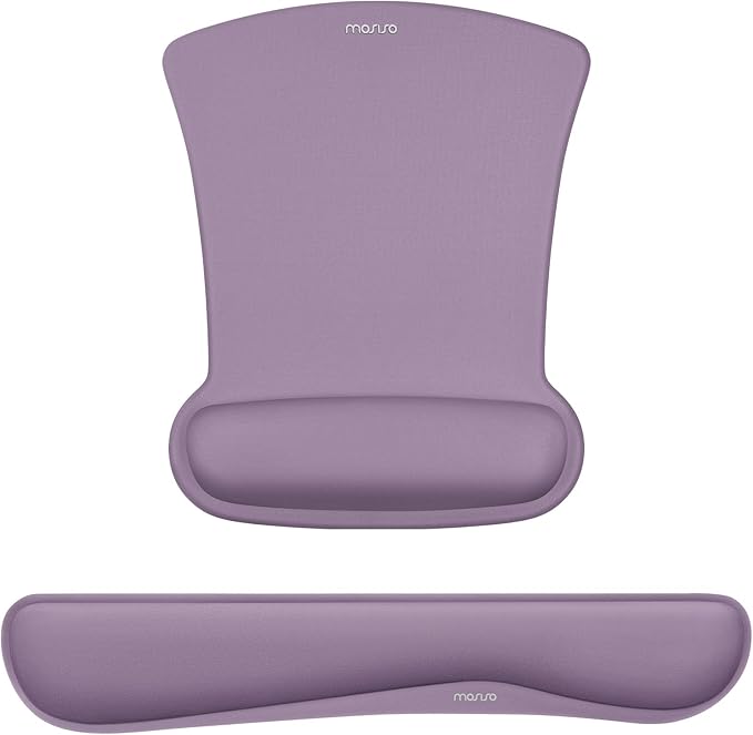 MOSISO Wrist Rest Support for Mouse Pad & Keyboard Set, Ergonomic Mousepad Non-Slip Base Home/Office Pain Relief & Easy Typing Cushion with Neoprene Cloth & Raised Memory Foam, Ultra Violet