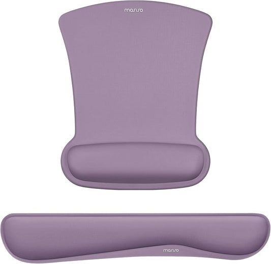 MOSISO Wrist Rest Support for Mouse Pad & Keyboard Set, Ergonomic Mousepad Non-Slip Base Home/Office Pain Relief & Easy Typing Cushion with Neoprene Cloth & Raised Memory Foam, Ultra Violet