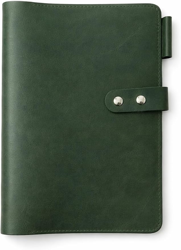 Premium Leather 3-Ring Binder Portfolio, 8.5x11 Inch Letter Size Organizer Folder, Refillable 3-Hole Paper BusinessBinder, Resume Folio for Men and Women (Green)